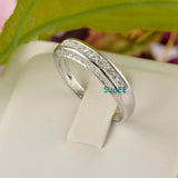 Princess Cut Sterling Silver Wedding Band: Simulated Diamond Anniversary Ring