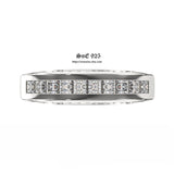 Princess Cut Sterling Silver Wedding Band: Simulated Diamond Anniversary Ring