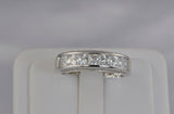 Princess Cut Sterling Silver Wedding Band: Simulated Diamond Anniversary Ring