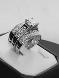 Princess Cut Sterling Silver Bridal Ring Set: 6.01ct Simulated Diamond Anniversary Ring