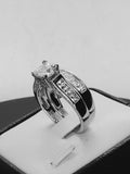 Princess Cut Sterling Silver Bridal Ring Set: 4.35ct Simulated Diamond