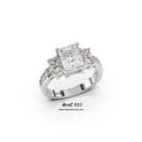 Radiant Cut Sterling Silver Bridal Ring Set: 5.51ct Simulated Diamond Engagement Ring