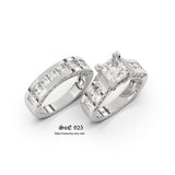 Princess Cut Sterling Silver Bridal Ring Set: 4.35ct Simulated Diamond