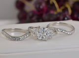 Radiant Cut Sterling Silver Wedding Ring Set: 6.51 Carat Simulated Diamond