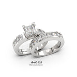 Princess Cut Sterling Silver Bridal Ring Set: 3.25ct Simulated Diamond
