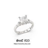 2.7ct Princess Cut Sterling Silver Engagement Ring Set