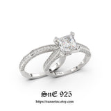 4.30ct Princess Cut Bridal Wedding Engagement Ring Diamond Simulated 925 Sterling Silver  SKU 00163
