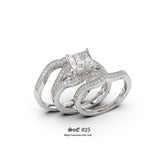 Princess Cut Sterling Silver Bridal Set: 3.4ct Simulated Diamond Wedding Ring