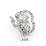 Halo Round Cut Simulated Diamond Wedding Ring Set, Sterling Silver Bridal Ring