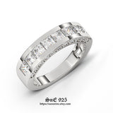 Princess Cut Sterling Silver Simulated Diamond Wedding Band