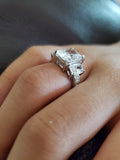 Radiant Cut Sterling Silver Bridal Ring Set: 5.51ct Simulated Diamond Engagement Ring