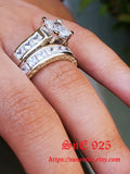 Princess Cut Sterling Silver Bridal Ring Set: 4.35ct Simulated Diamond