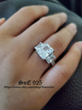 Radiant Cut Sterling Silver Bridal Ring Set: 5.51ct Simulated Diamond Engagement Ring