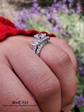Halo Princess Cut Sterling Silver 3pcs Wedding Set - 3.22ct Simulated Diamond