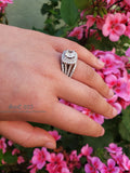 Cushion Cut 3.25ct Double Halo Bridal Ring Set: Simulated Diamond, Sterling Silver