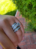 Princess Cut Sterling Silver Bridal Ring Set: 6.01ct Simulated Diamond Anniversary Ring