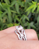 Princess Cut Sterling Silver Wedding Ring Set: 3.67ct Simulated Diamond