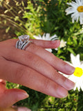 Princess Cut Sterling Silver Bridal Set: 3.4ct Simulated Diamond Wedding Ring