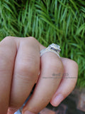 Cushion Cut Simulated Diamond Sterling Silver Double Halo Wedding Ring Set