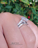 Princess Cut Sterling Silver Wedding Ring Set: 2.14ct Simulated Diamond Bridal Eternity Ring