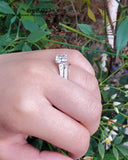 Princess Cut Sterling Silver Wedding Ring Set: 2.14ct Simulated Diamond Bridal Eternity Ring