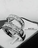 Sterling Silver Couple Wedding Ring Set: Simulated Diamond Bridal Rings