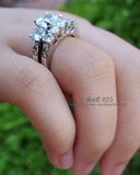 Princess Cut Simulated Diamond Engagement Ring Set: Sterling Silver Bridal Jewelry