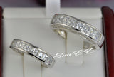 Sterling Silver Couple Wedding Ring Set: Simulated Diamond Bridal Rings