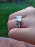 Asscher Cut Simulated Diamond Wedding Ring Set: Sterling Silver Bridal Ring