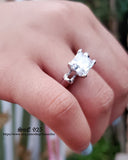 2.7ct Princess Cut Sterling Silver Engagement Ring Set