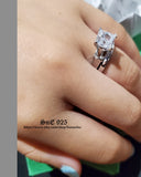 Princess Cut Sterling Silver Engagement Ring Set: 2.7ct Simulated Diamond