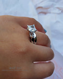 Princess Cut Sterling Silver Engagement Ring Set: 2.7ct Simulated Diamond