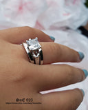 2.7ct Princess Cut Simulated Diamond Sterling Silver Engagement Ring Set SKU:00171