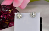 Moissanite Halo Stud Earrings: 2ct D Color VVS1, Sterling Silver