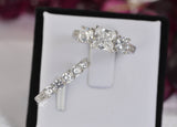 Princess Cut Simulated Diamond Engagement Ring Set: Sterling Silver Bridal Jewelry