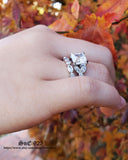Art Deco Princess Cut Sterling Silver Engagement Ring Set