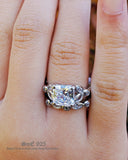 Art Deco Princess Cut Sterling Silver Engagement Ring Set
