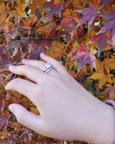 Art Deco Princess Cut Sterling Silver Engagement Ring Set