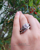 Moissanite Princess Cut Art Deco Sterling Silver Engagement Ring Set
