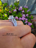 Cushion Cut Simulated Diamond Double Halo Sterling Silver Wedding Ring Set