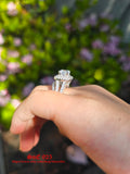 Cushion Cut Simulated Diamond Double Halo Sterling Silver Wedding Ring Set