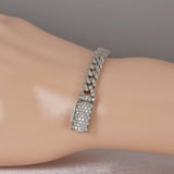 Fully Iced Moissanite Cuban Solid 925 Sterling Silver Bracelet 6mm Wide 7 inches