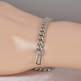 Fully Iced Moissanite Cuban Solid 925 Sterling Silver Bracelet 6mm Wide 7 inches