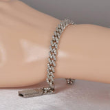 Fully Iced Moissanite Cuban Solid 925 Sterling Silver Bracelet 6mm Wide 7 inches