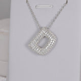 All Moissanite Bubble "D" Initial Pendant 925 Sterling Silver 16 inches