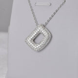 All Moissanite Bubble "D" Initial Pendant 925 Sterling Silver 16 inches