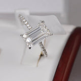 Moissanite Ring 7.88 tcw Emerald Cut Engagement Ring 925 size 7, 9, 10 only