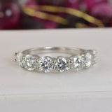 3.5 ct. Moissanite 7 Diamond Half Eternity Band Ring Size 6, 7 & 9 only