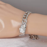 Fully Iced Moissanite Cuban Solid 925 Sterling Silver Bracelet 10mm Wide 8 inches