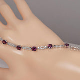 Natural Amethyst Gemstone Tennis Bracelet Real Solid 925 7"